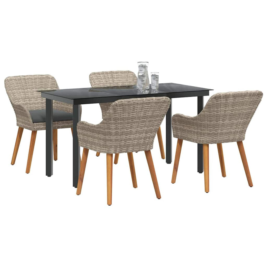 Eetkamerset 5 pcs Lichtgrijs en zwart 140 x 70 x 74 cm