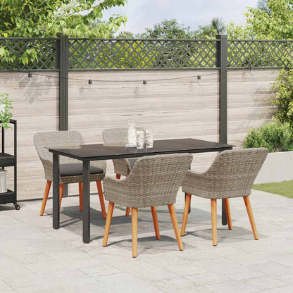 Eetkamerset 5 pcs Lichtgrijs en zwart 160 x 80 x 74 cm
