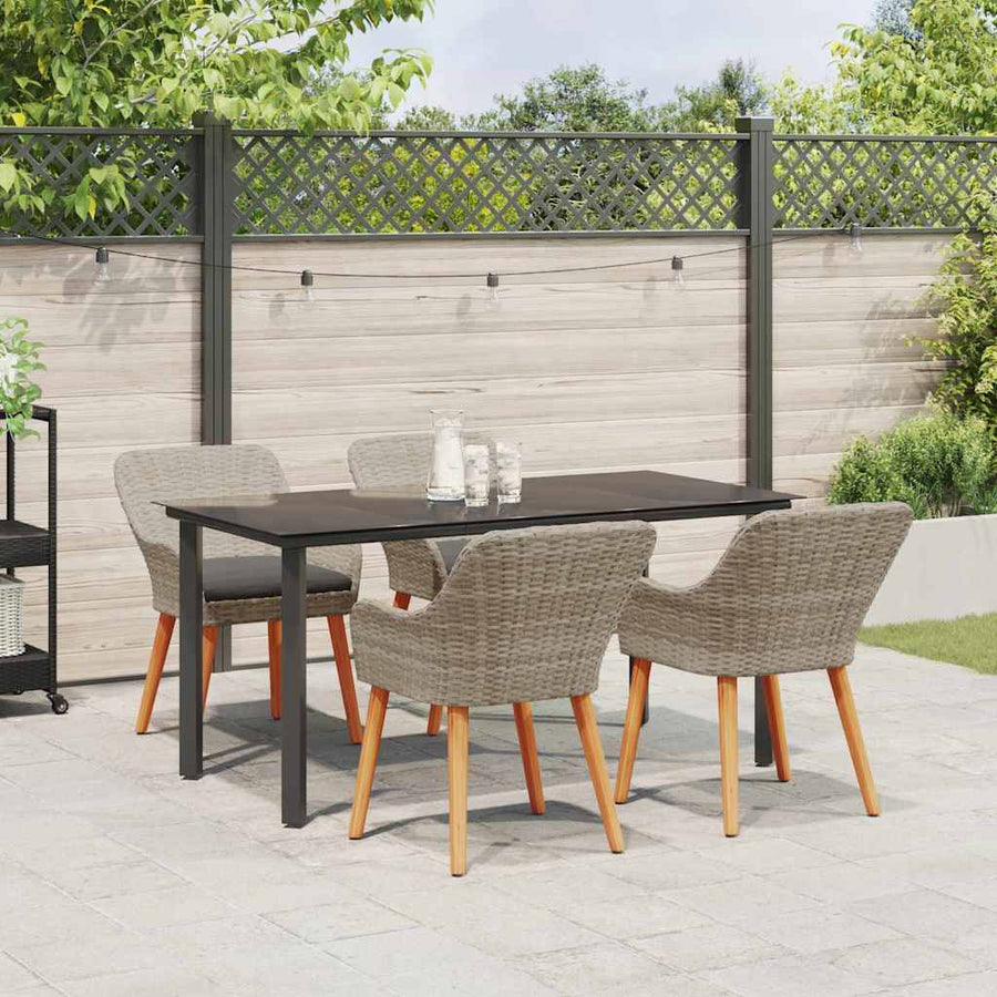 Eetkamerset 5 pcs Lichtgrijs en zwart 160 x 80 x 74 cm