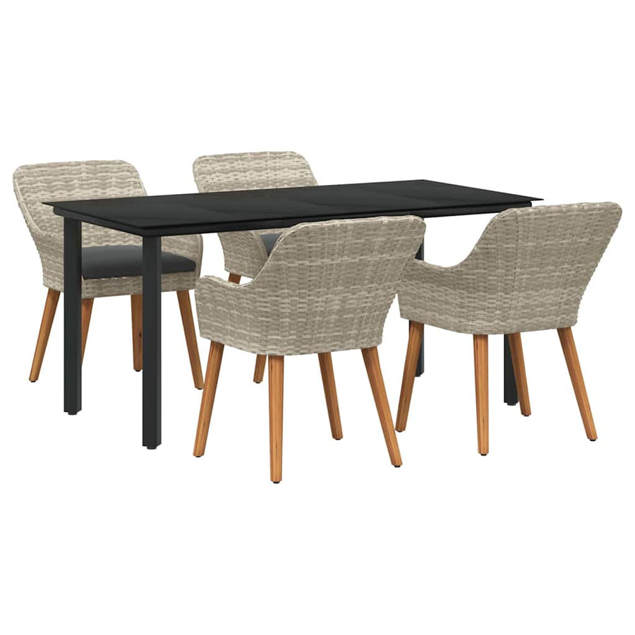 Eetkamerset 5 pcs Lichtgrijs en zwart 160 x 80 x 74 cm