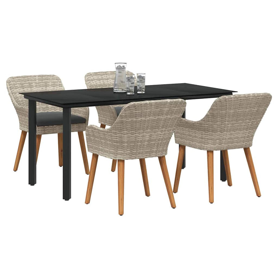 Eetkamerset 5 pcs Lichtgrijs en zwart 160 x 80 x 74 cm