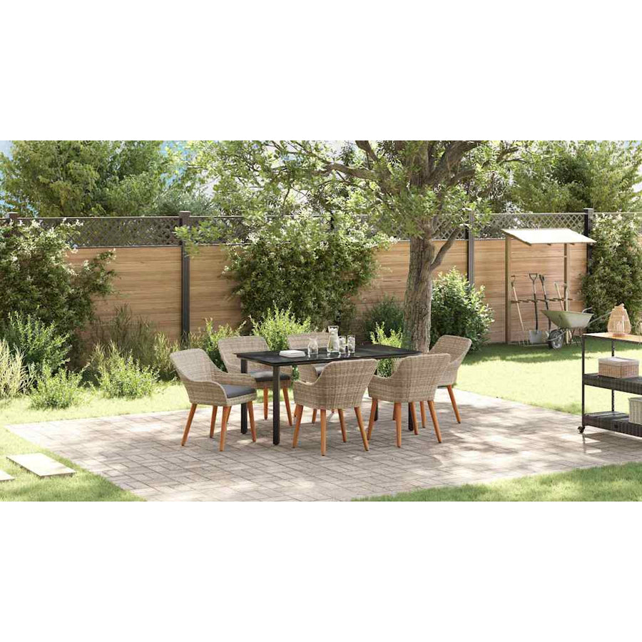 Eetkamerset 7 pcs Lichtgrijs en zwart 160 x 80 x 74 cm
