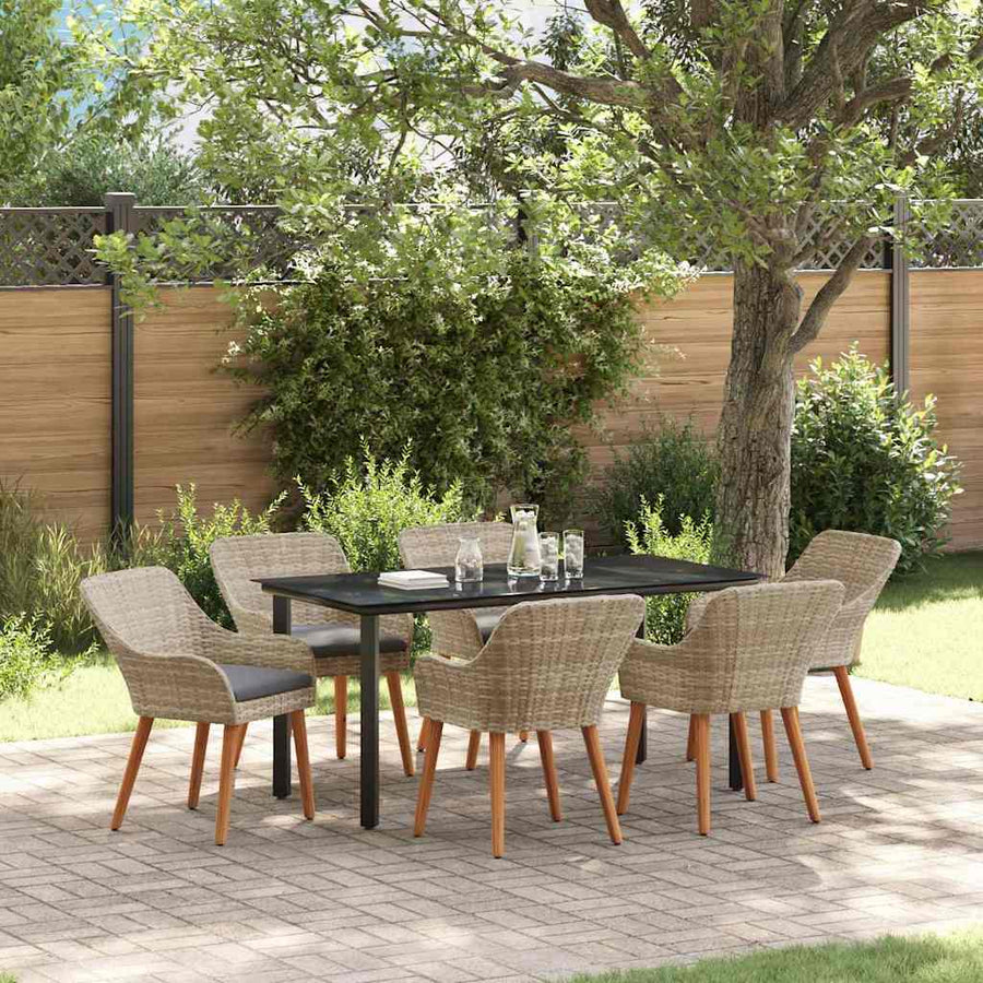 Eetkamerset 7 pcs Lichtgrijs en zwart 160 x 80 x 74 cm