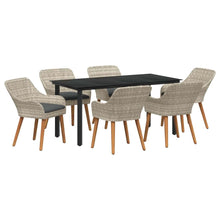 Eetkamerset 7 pcs Lichtgrijs en zwart 160 x 80 x 74 cm