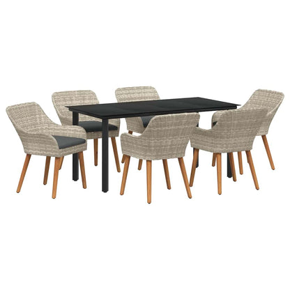 Eetkamerset 7 pcs Lichtgrijs en zwart 160 x 80 x 74 cm