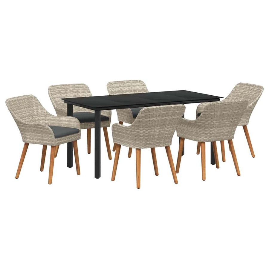 Eetkamerset 7 pcs Lichtgrijs en zwart 160 x 80 x 74 cm