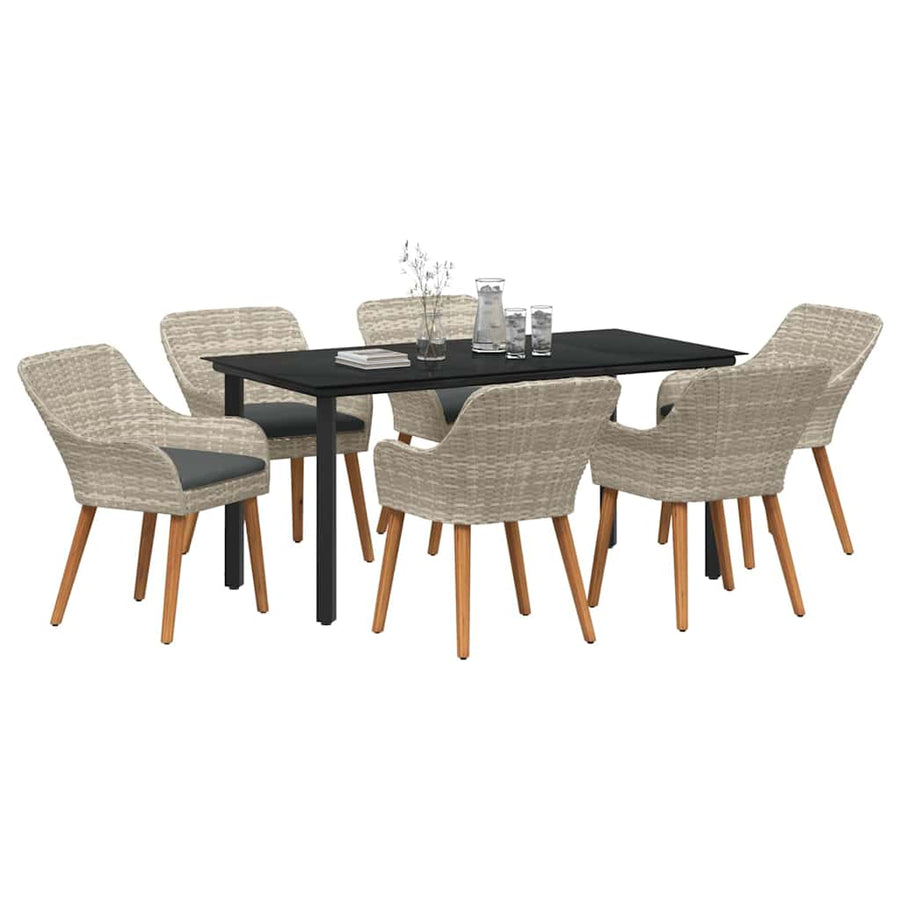 Eetkamerset 7 pcs Lichtgrijs en zwart 160 x 80 x 74 cm