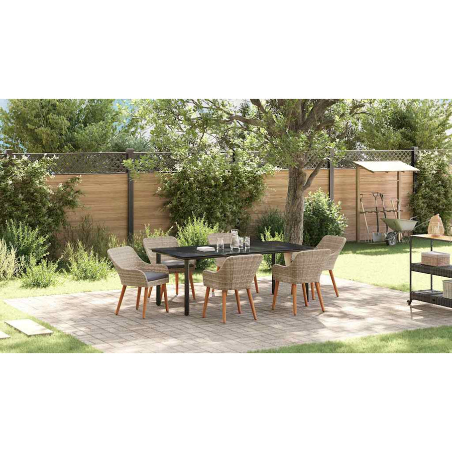 Eetkamerset 7 pcs Lichtgrijs en zwart 200x100x74 cm