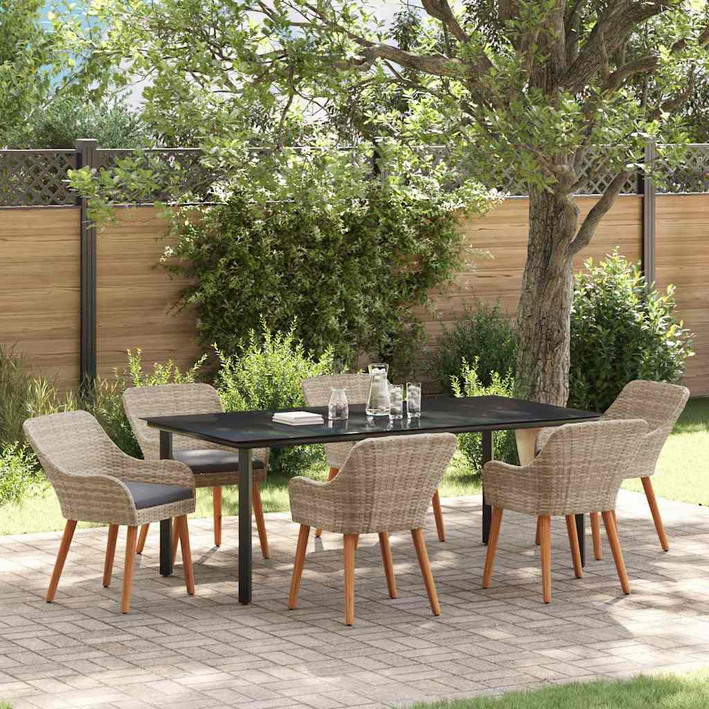 Eetkamerset 7 pcs Lichtgrijs en zwart 200x100x74 cm