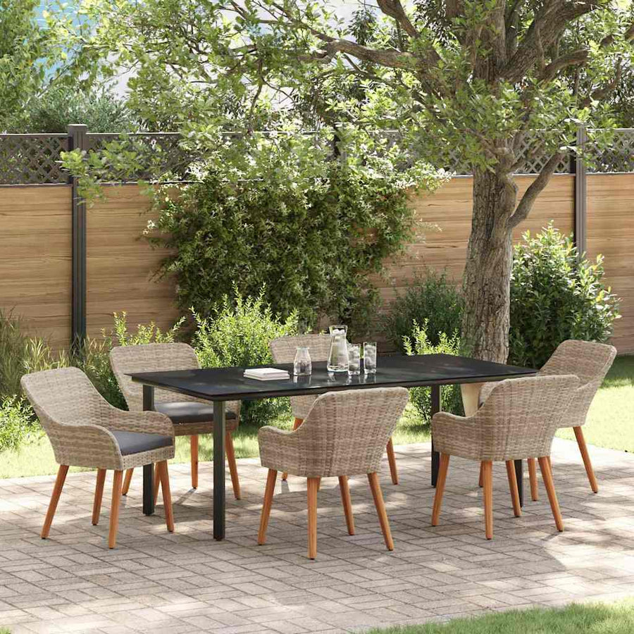 Eetkamerset 7 pcs Lichtgrijs en zwart 200x100x74 cm