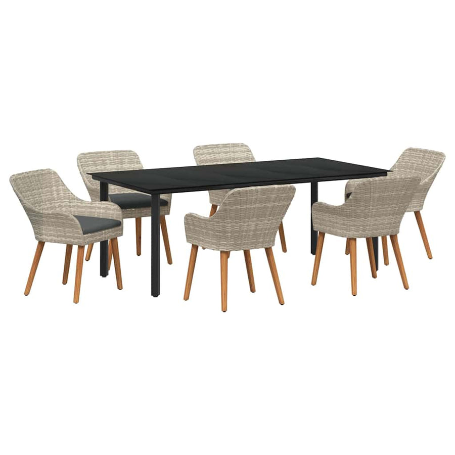 Eetkamerset 7 pcs Lichtgrijs en zwart 200x100x74 cm