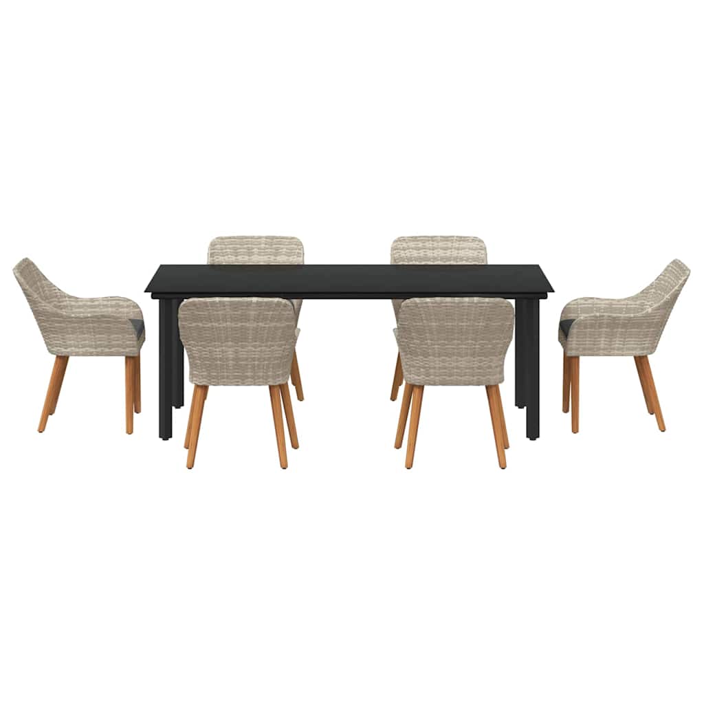 Eetkamerset 7 pcs Lichtgrijs en zwart 200x100x74 cm