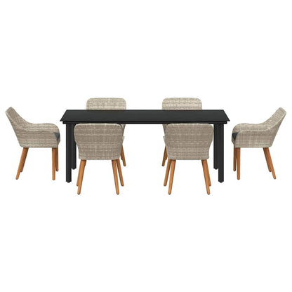 Eetkamerset 7 pcs Lichtgrijs en zwart 200x100x74 cm