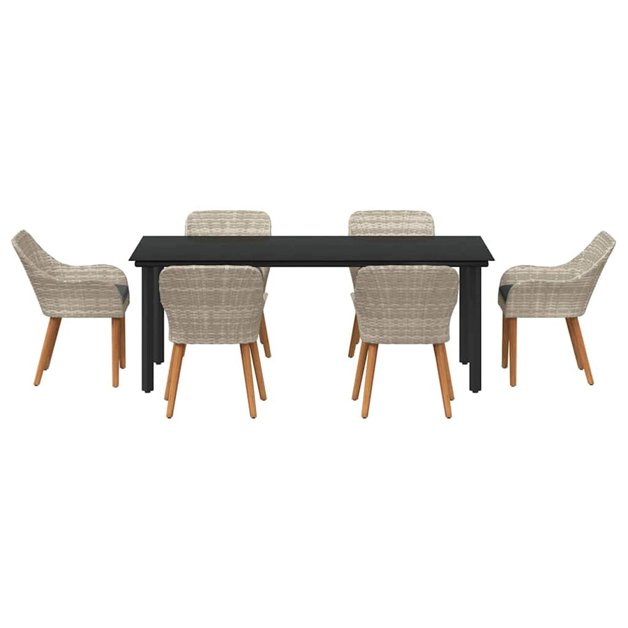 Eetkamerset 7 pcs Lichtgrijs en zwart 200x100x74 cm