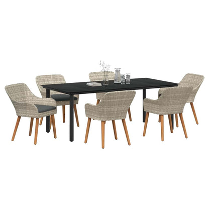 Eetkamerset 7 pcs Lichtgrijs en zwart 200x100x74 cm