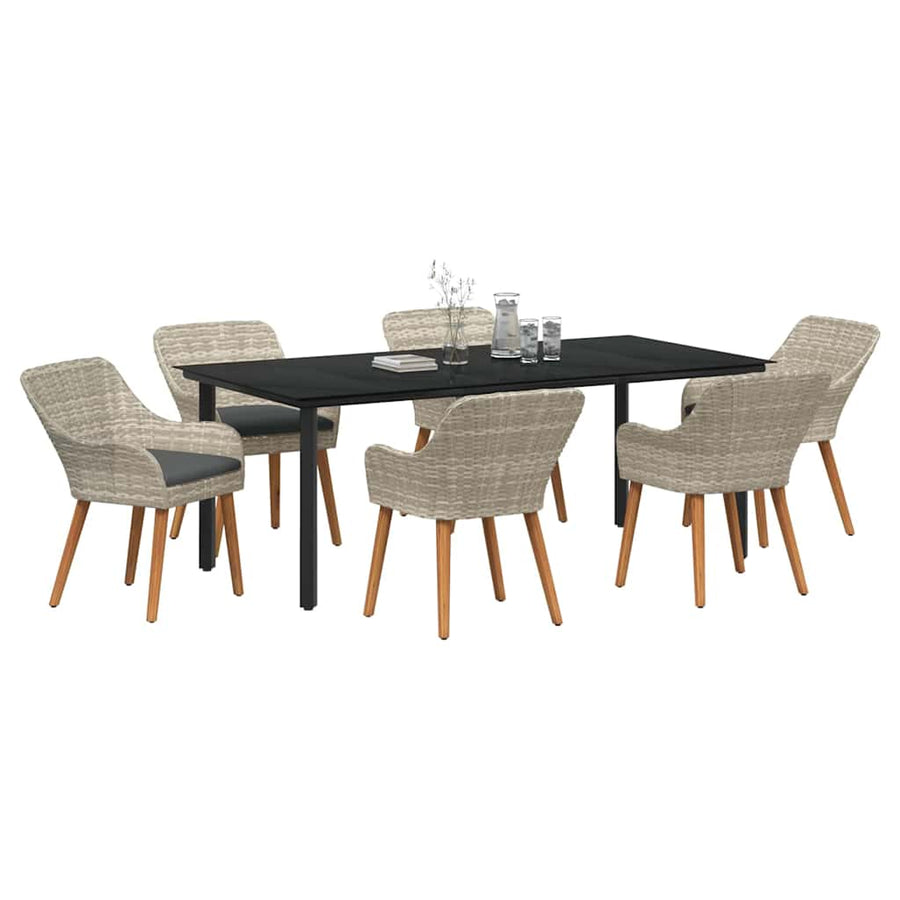 Eetkamerset 7 pcs Lichtgrijs en zwart 200x100x74 cm