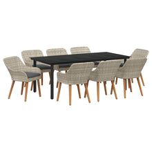 Eetkamerset 9 pcs Lichtgrijs en zwart 200x100x74 cm