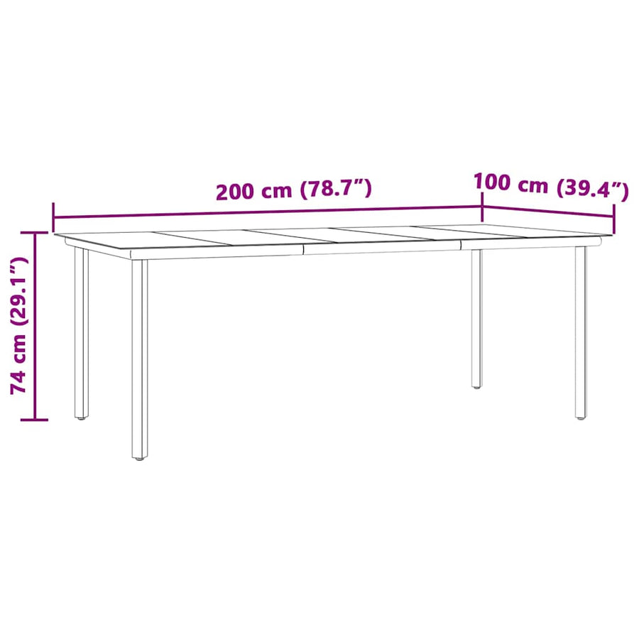 Eetkamerset 9 pcs Lichtgrijs en zwart 200x100x74 cm