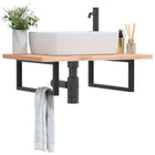 Wall brackets for washbasin 2 pcs rectangular steel black