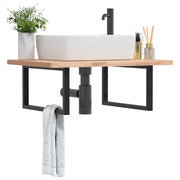 Wandbeugels wasbak 2 st staal zwart 25x60 cm
