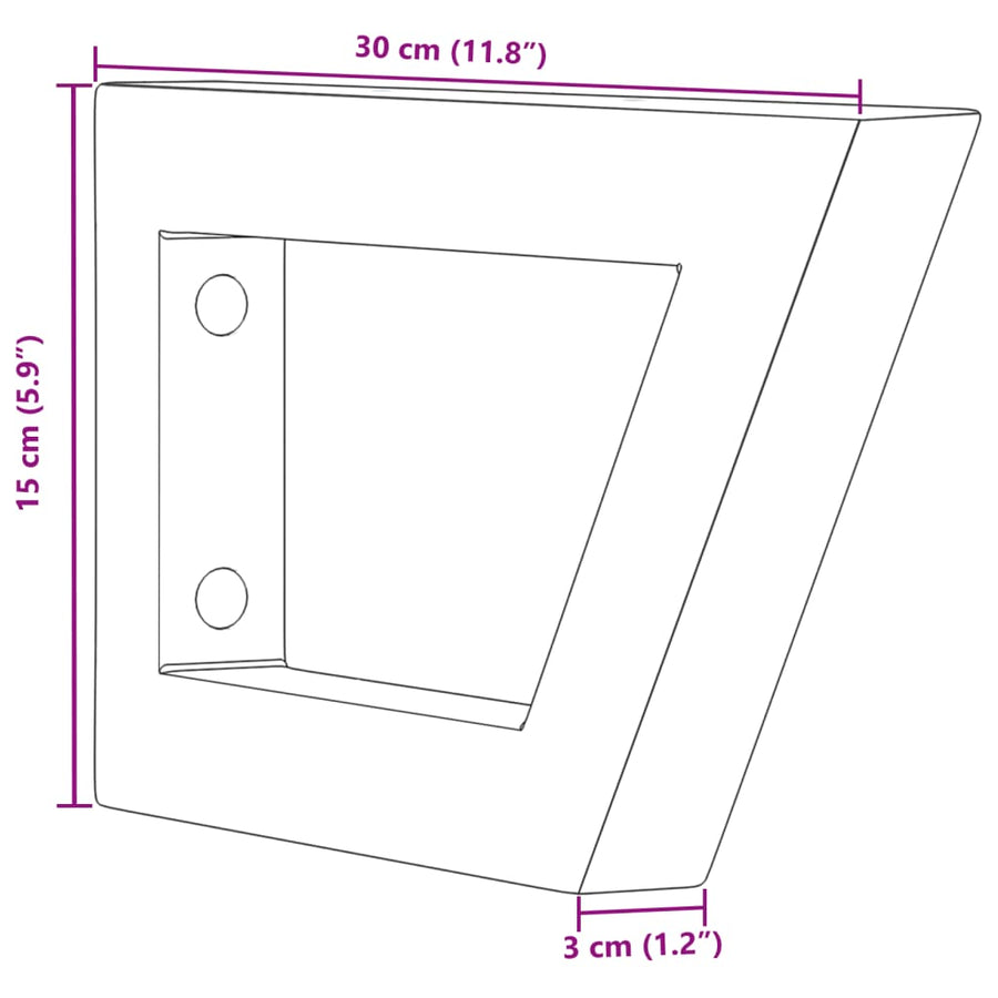 Wandbeugels voor wasbak 2 st trapezium staal zwart