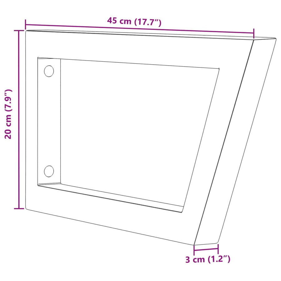 Wandbeugels voor wasbak 2 st trapezium staal zwart