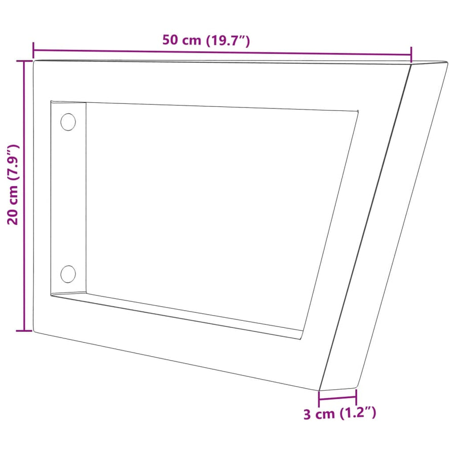 Wandbeugels Voor Wasbak 2 St Trapezium Staal Zwart 20 x 50 cm Trapeziumvormig
