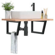 Wandbeugels 2 st trapezium staal zwart 25x60 cm