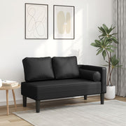 Chaise longue with cushions artificial leather black