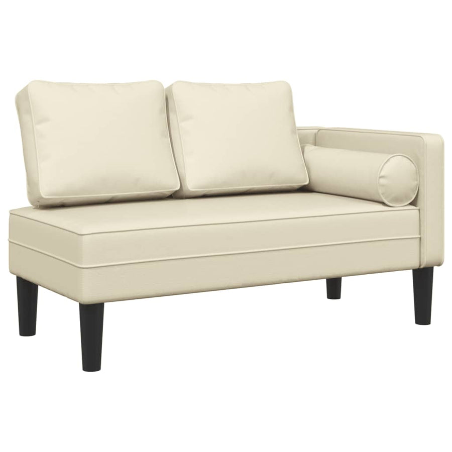 Chaise longue met kussens kunstleer crème