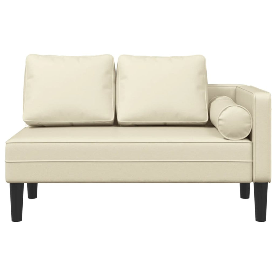 Chaise longue met kussens kunstleer crème
