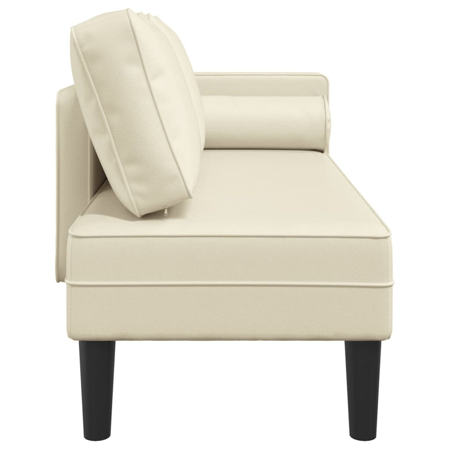 Chaise longue met kussens kunstleer crème