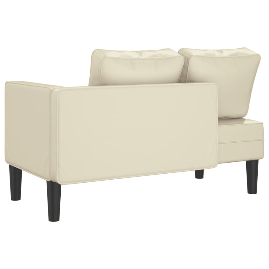 Chaise longue met kussens kunstleer crème