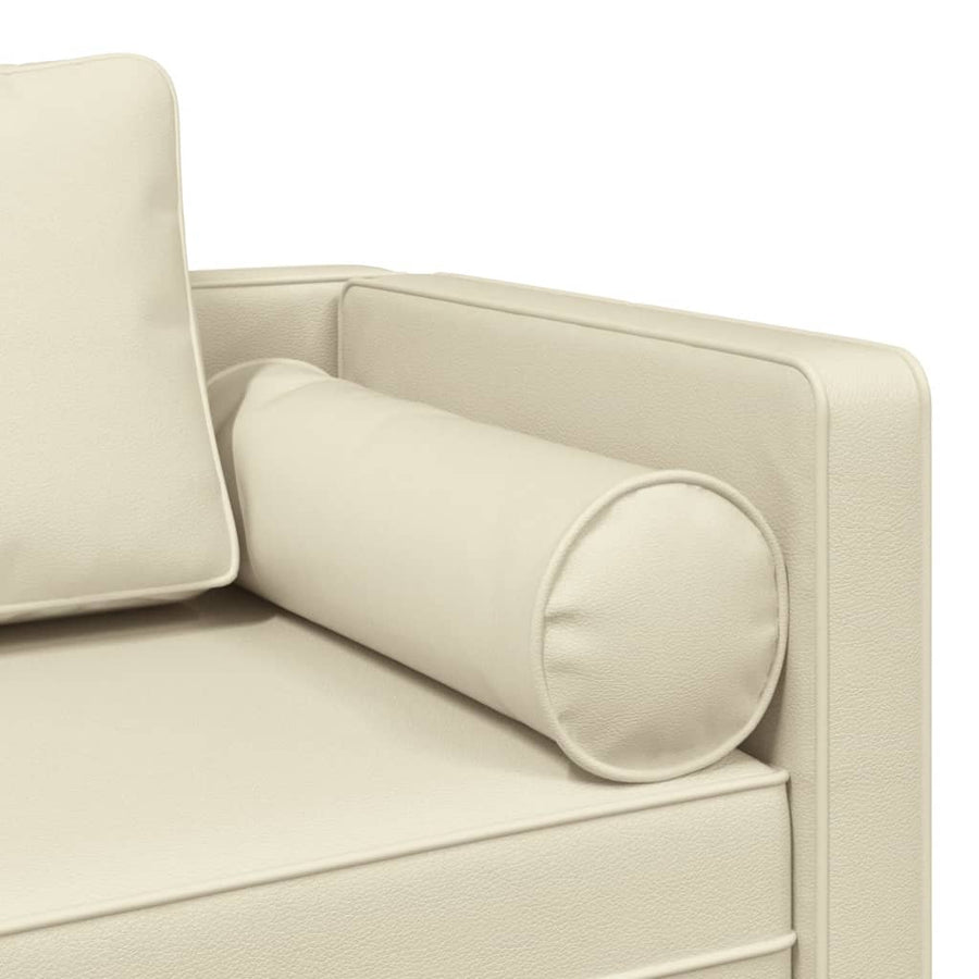 Chaise longue met kussens kunstleer crème