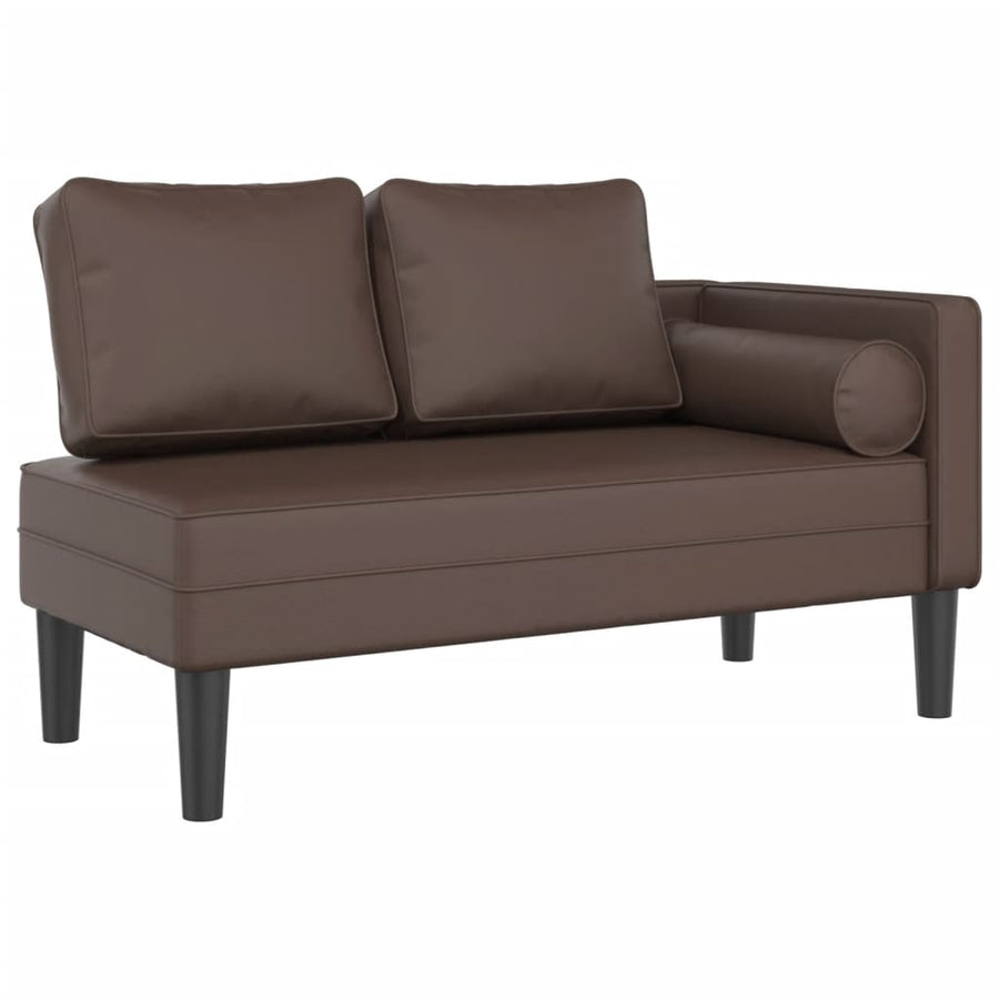 Chaise longue met kussens kunstleer bruin