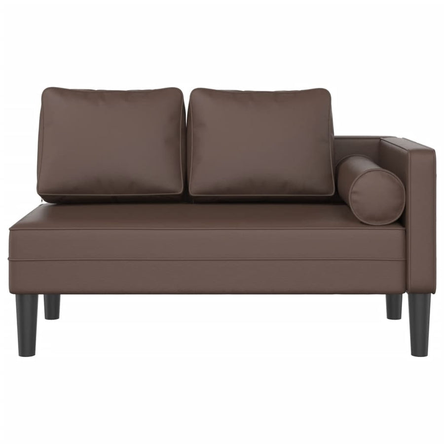 Chaise longue met kussens kunstleer bruin