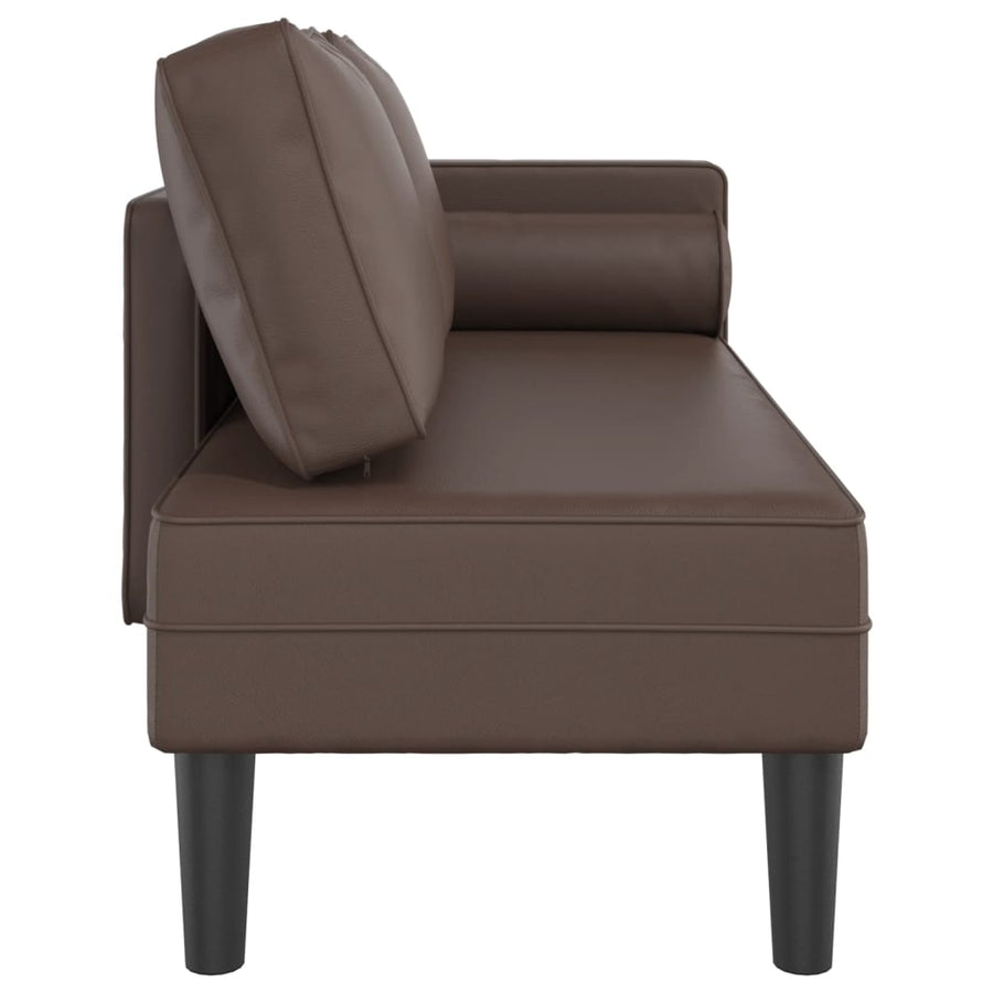 Chaise longue met kussens kunstleer bruin
