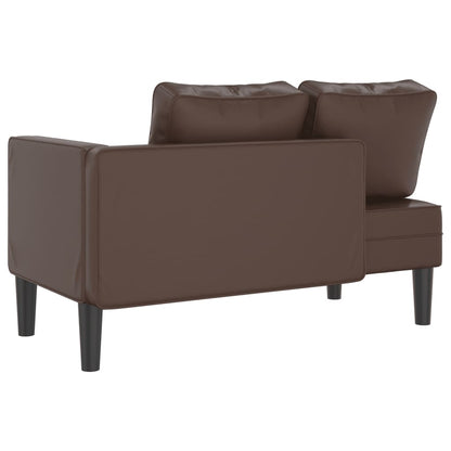 Chaise longue met kussens kunstleer bruin