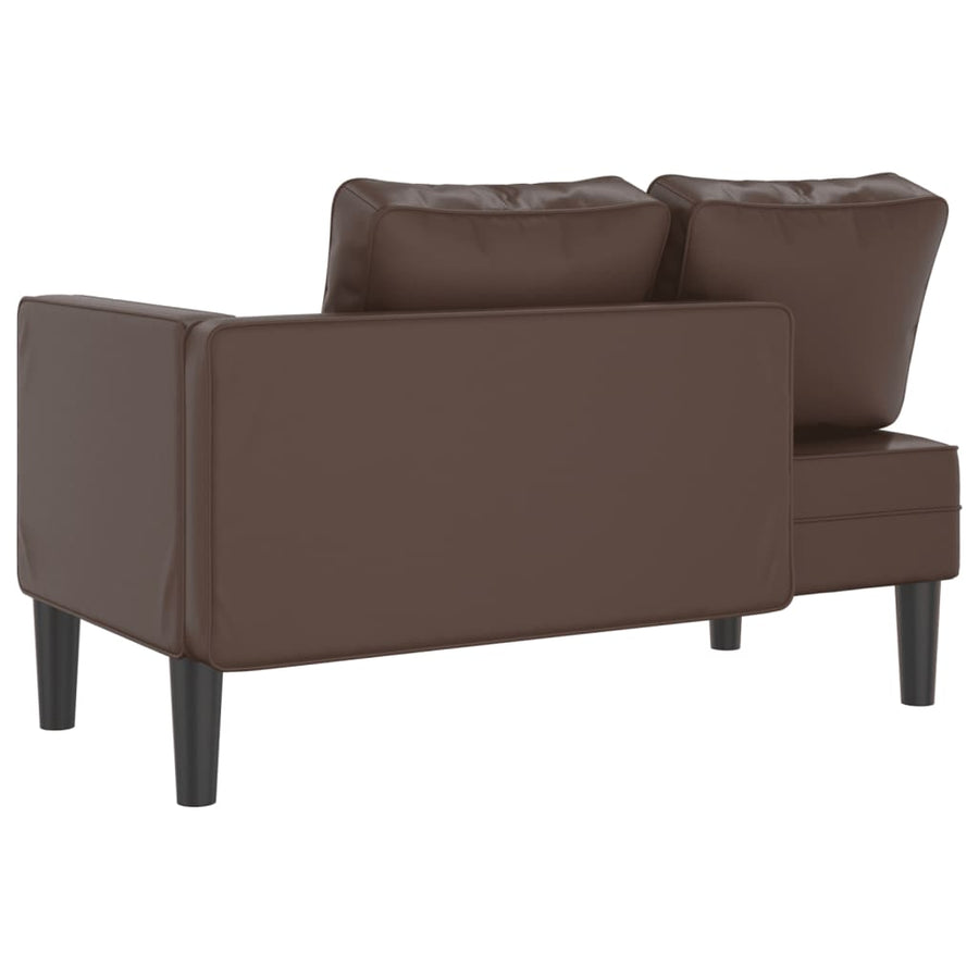 Chaise longue met kussens kunstleer bruin