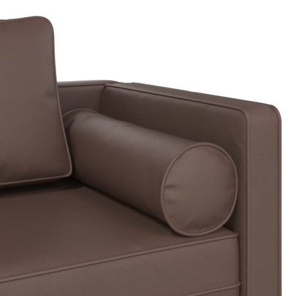 Chaise longue met kussens kunstleer bruin