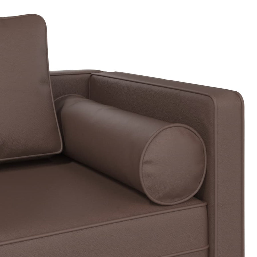 Chaise longue met kussens kunstleer bruin