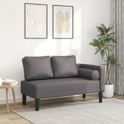 Chaise longue with faux leather cushions grey