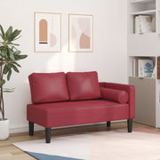Chaise longue with cushions artificial leather wine red