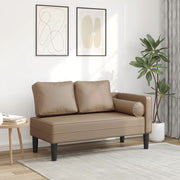 Chaise longue with cushions imitation leather cappuccino
