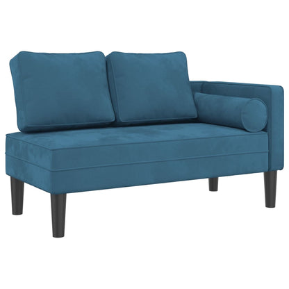 Chaise longue met kussens fluweel blauw