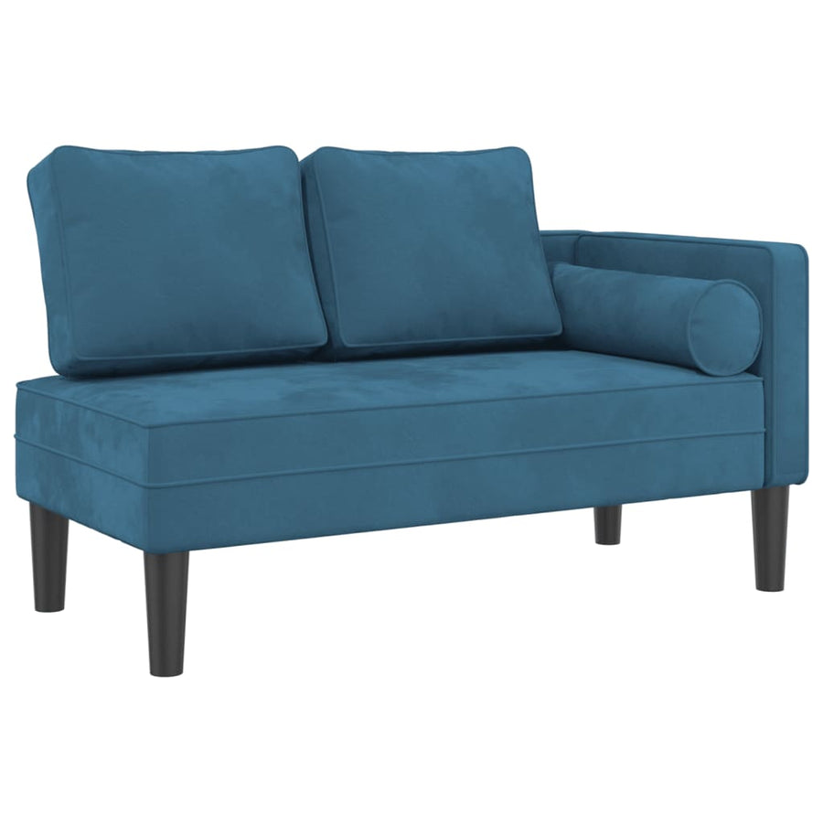 Chaise longue met kussens fluweel blauw