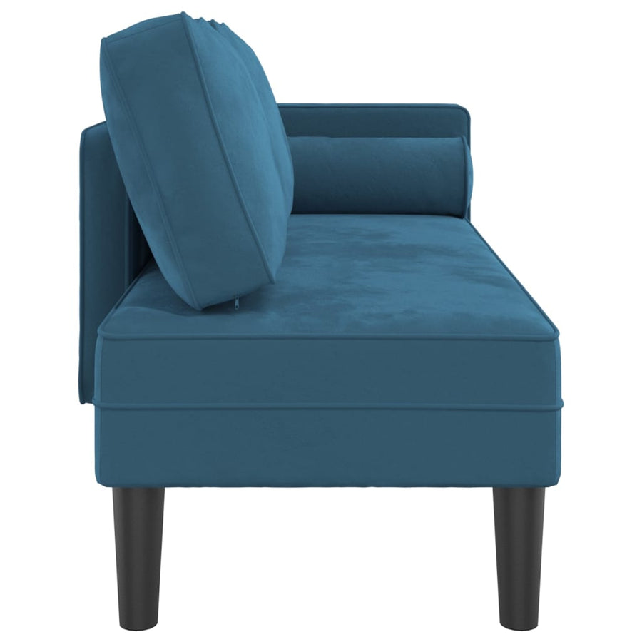 Chaise longue met kussens fluweel blauw