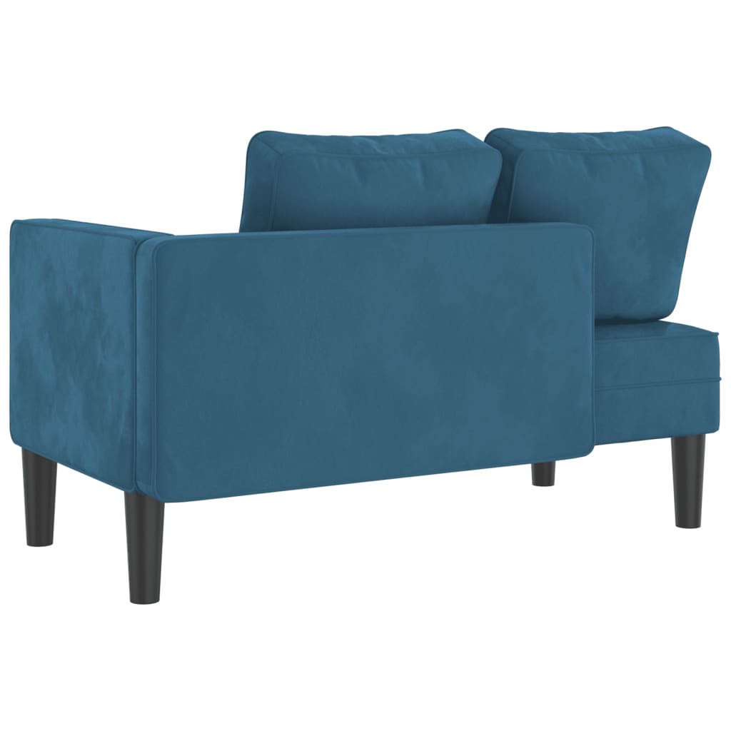 Chaise longue met kussens fluweel blauw