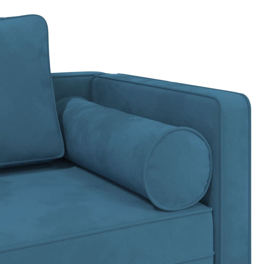 Chaise longue met kussens fluweel blauw