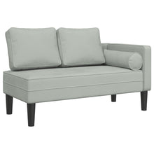 Chaise longue met kussens fluweel lichtgrijs